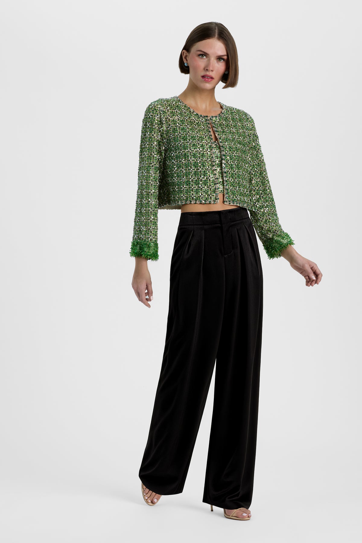 GIACCA CORTA KIDMAN CON FRANGE E RICAMI-MEADOW GREEN-ALICE + OLIVIA