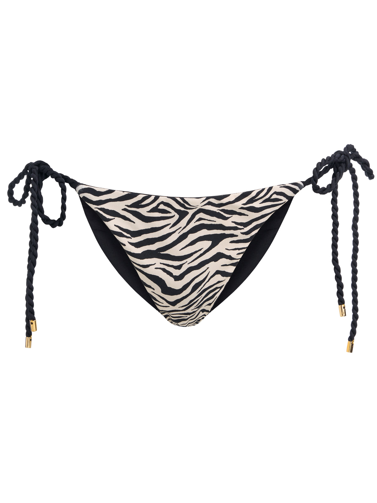 A+O X PQ SWIM MALLORY REVERSIBLE SIDE-TIE ROPE TEENY BOTTOM - ZEBRA