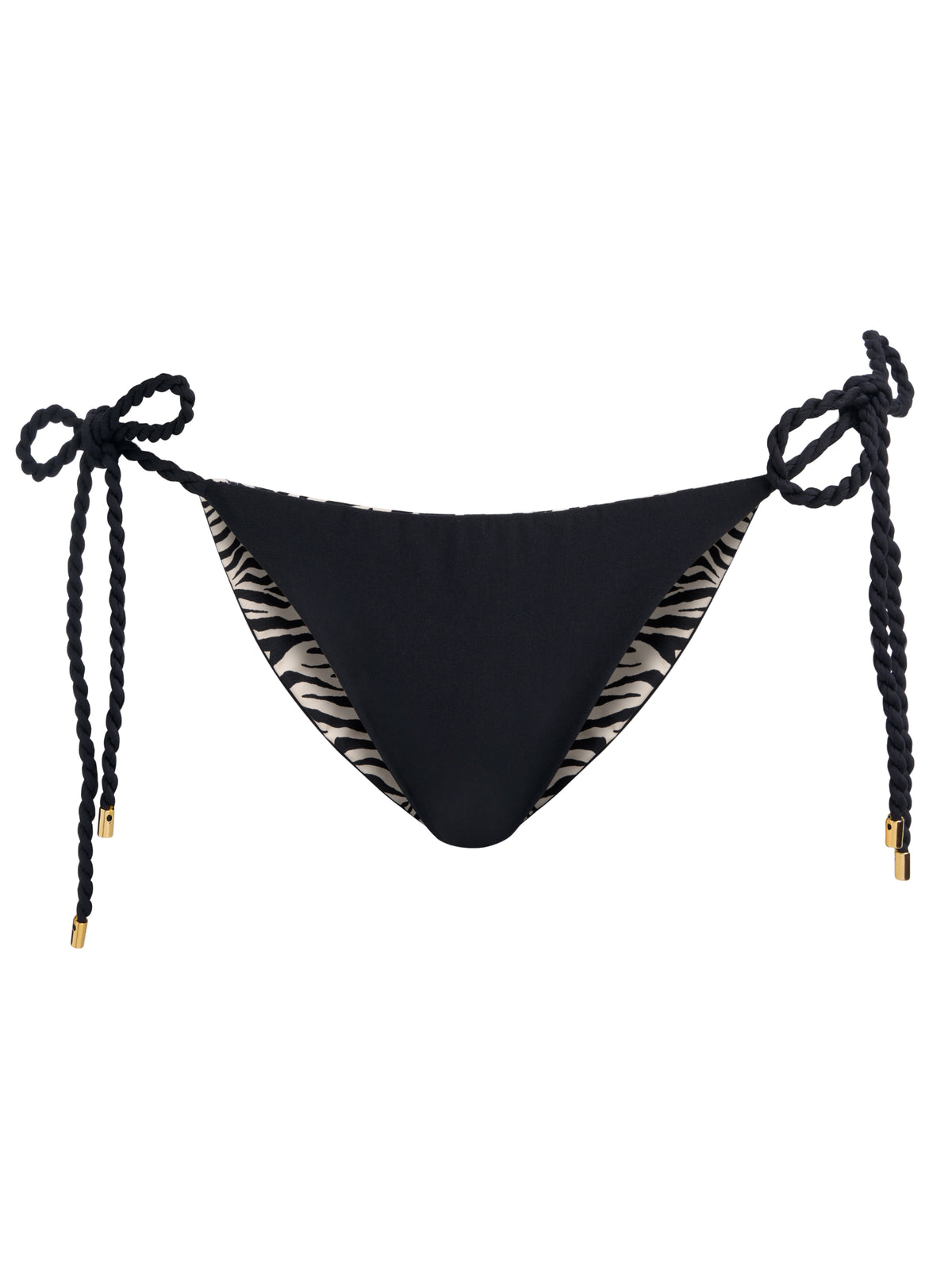 A+O X PQ SWIM MALLORY REVERSIBLE SIDE-TIE ROPE TEENY BOTTOM-ZEBRA-ALICE + OLIVIA