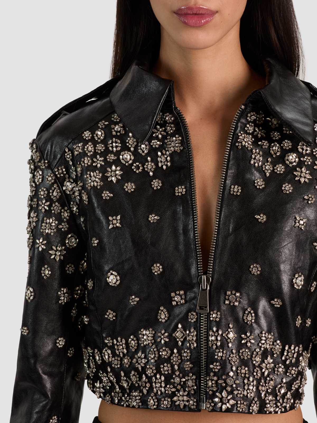 HYDE EMBELLISHED VEGAN LEATHER JACKET-Black-ALICE + OLIVIA
