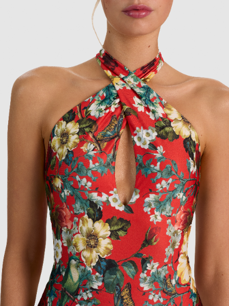 A+O X PQ SWIM DELILAH CROSS FRONT ONE-PIECE-GARDEN VISTA CANDY APPLE-ALICE + OLIVIA