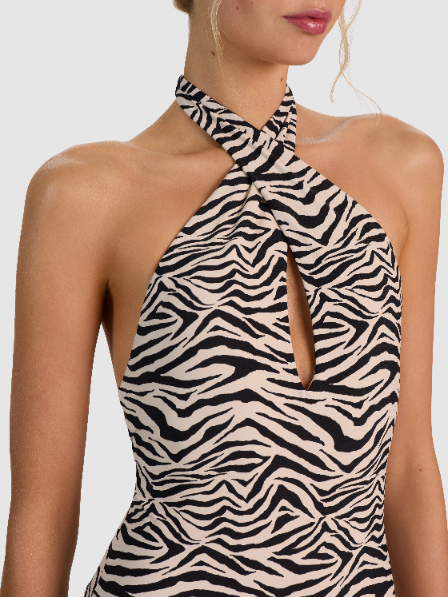 A+O X PQ SWIM DELILAH CROSS FRONT ONE-PIECE-ZEBRA-ALICE + OLIVIA