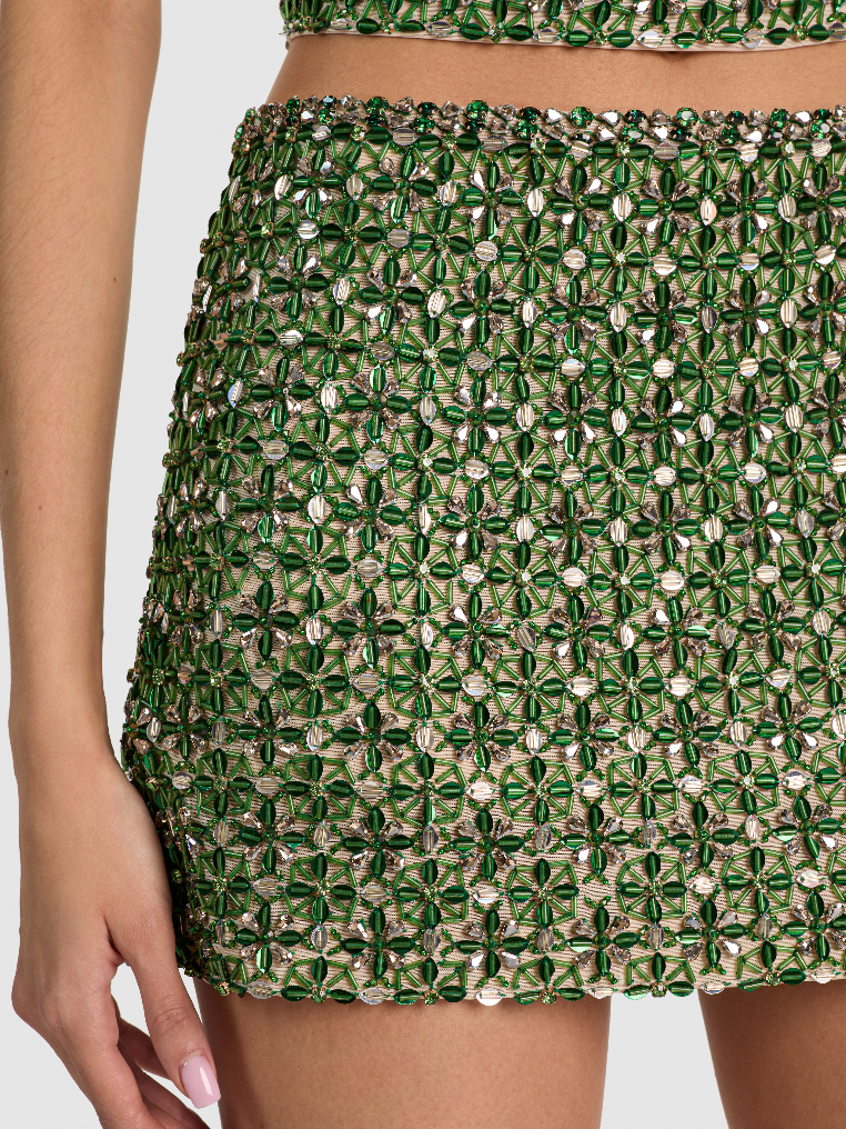 RUBI EMBELLISHED MINI SKORT-MEADOW GREEN-ALICE + OLIVIA
