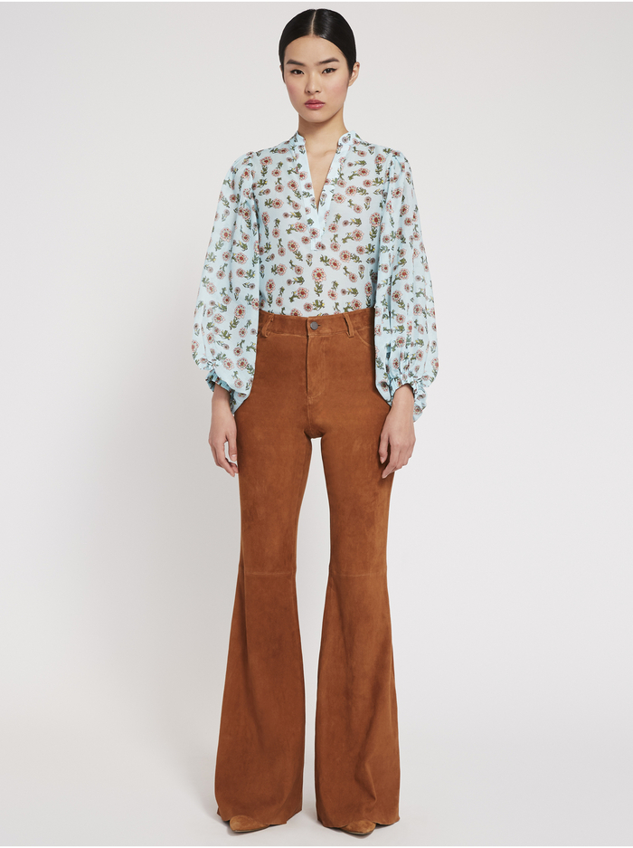 BRENT HIGH WAISTED SUEDE PANT - CAMEL image 7 - Alice And Olivia