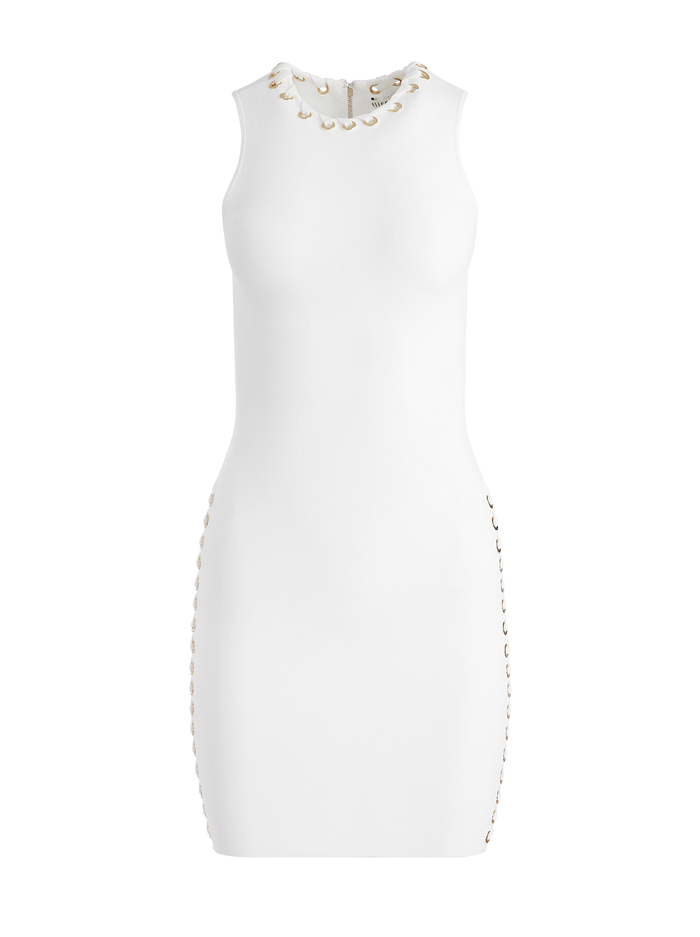 KYLIN GROMMET MINI DRESS - SOFT WHITE image 5 - Alice And Olivia