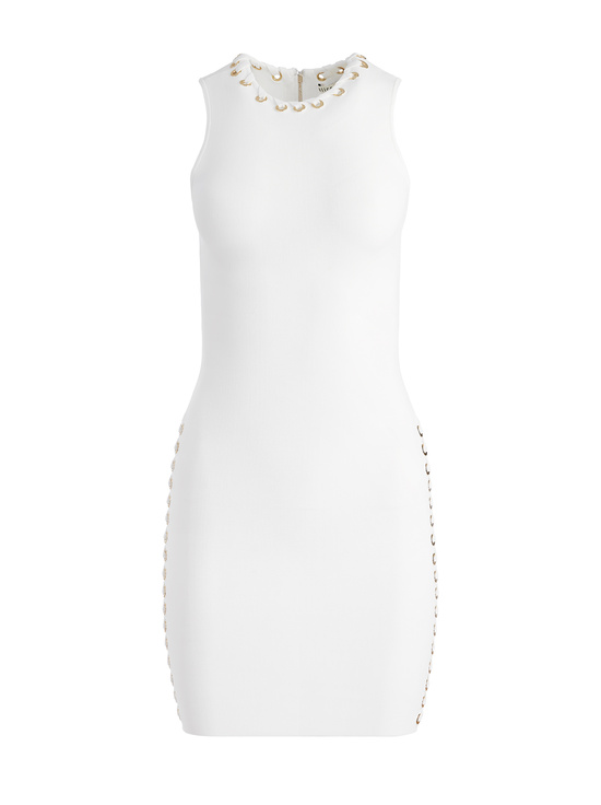 SOFT WHITE-KYLIN GROMMET MINI DRESS