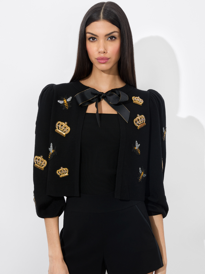 KITTY BEE CARDIGAN - BLACK - Alice And Olivia