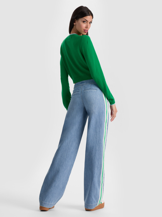 EDIE WASH/OFF WHITE/GREEN APPL-XANDER RACING STRIPE JEAN