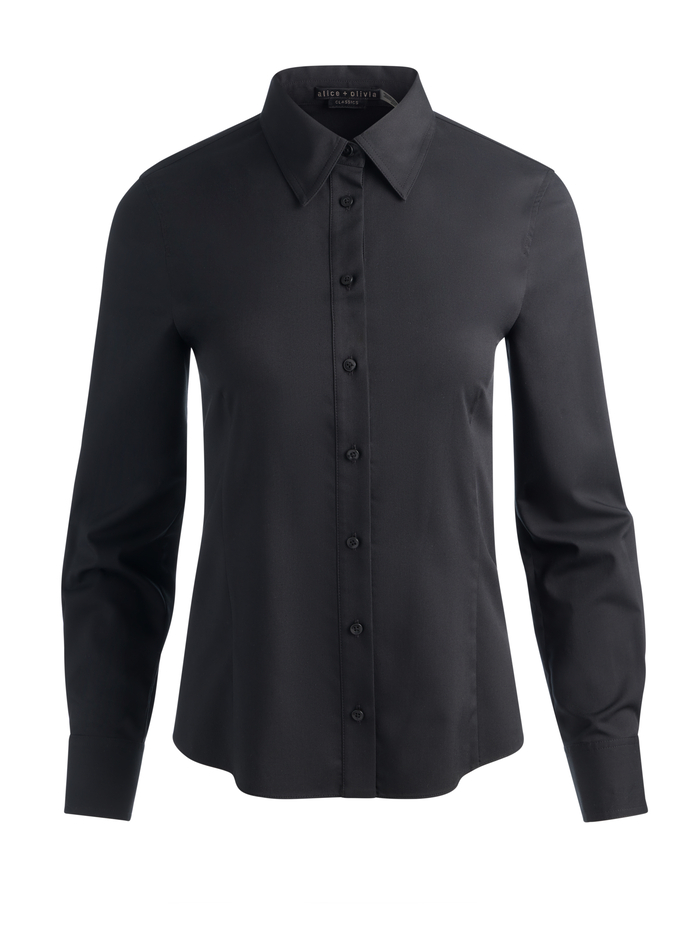 AMELIA BUTTON DOWN WITH LACE UP BACK - BLACK image 5 - ALICE + OLIVIA