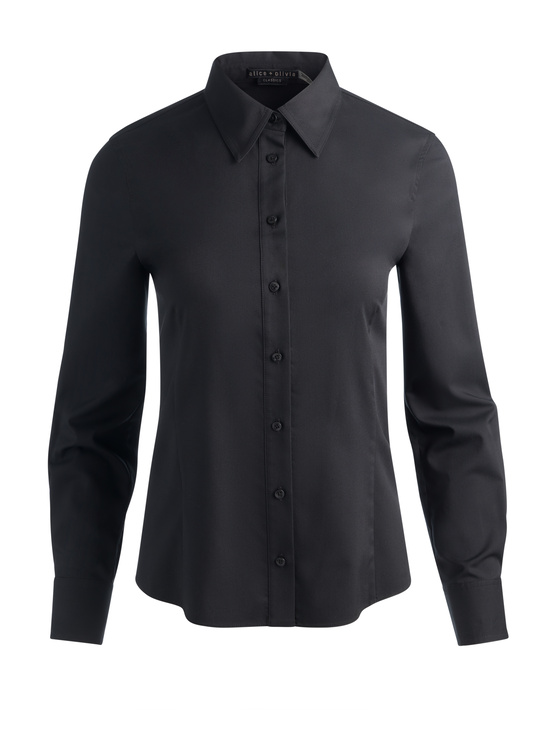 BLACK-AMELIA BUTTON DOWN WITH LACE UP BACK