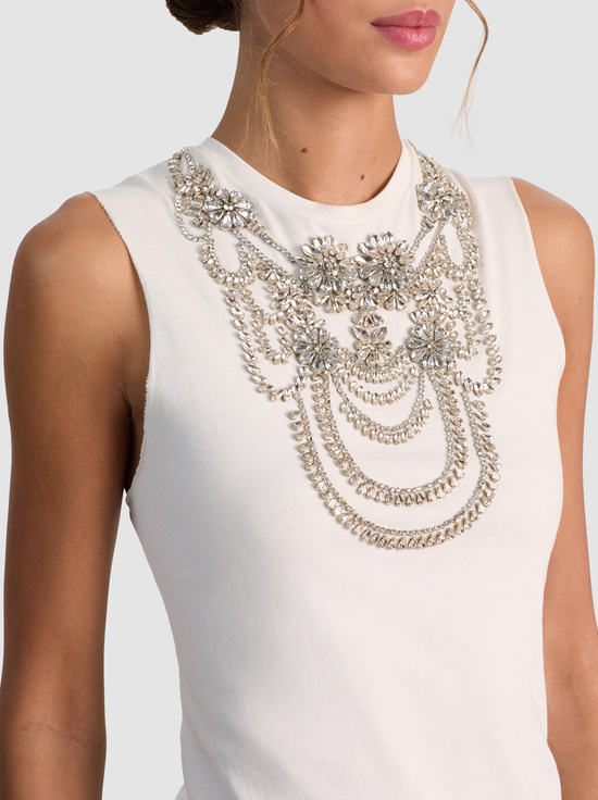 OFF WHITE-DEDE EMBELLISHED TANK