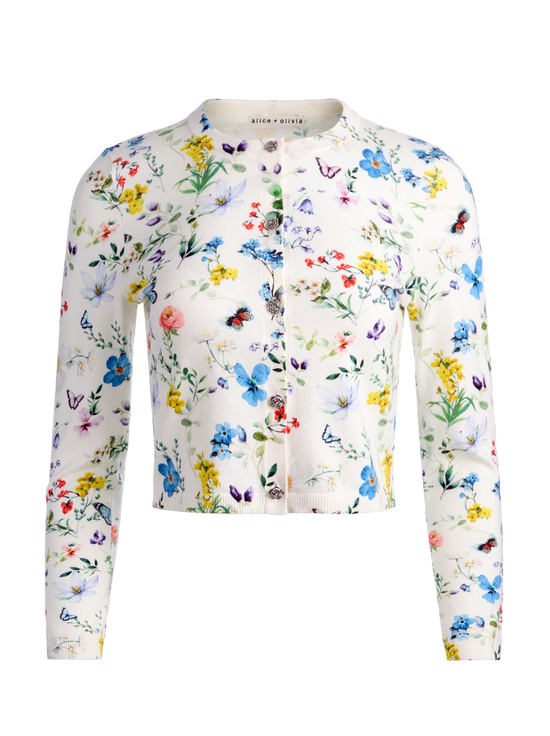 TWISTING VINES OFF WHITE-CARSON PRINTED CARDIGAN