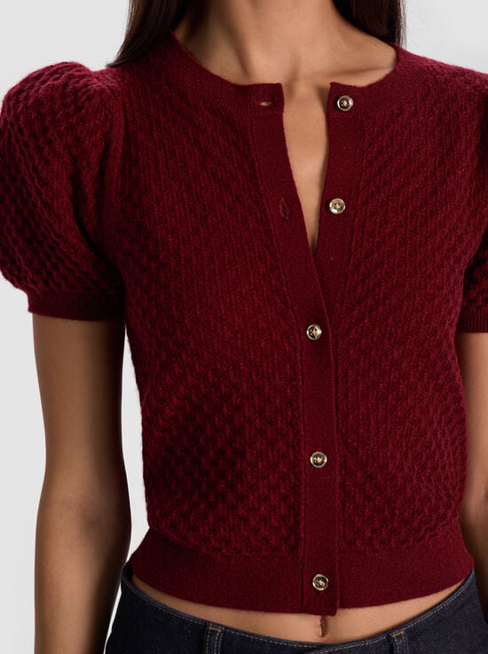 OXBLOOD-SABINE CASHMERE CARDIGAN