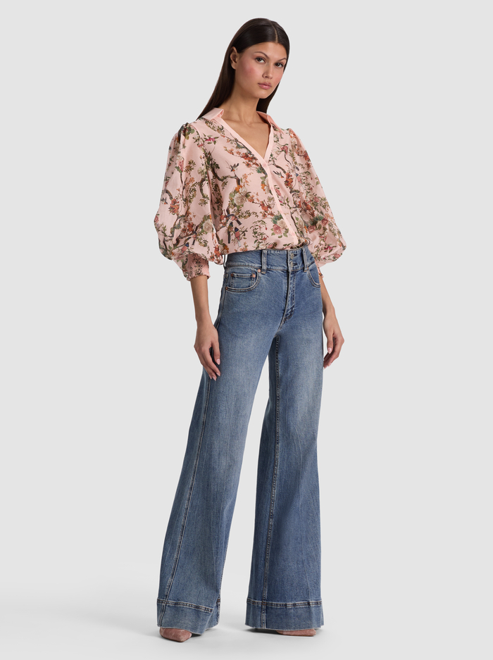 CHARIS BUTTON DOWN BLOUSE - SUNSET GROVE ENGLISH ROSE image 4 - ALICE + OLIVIA