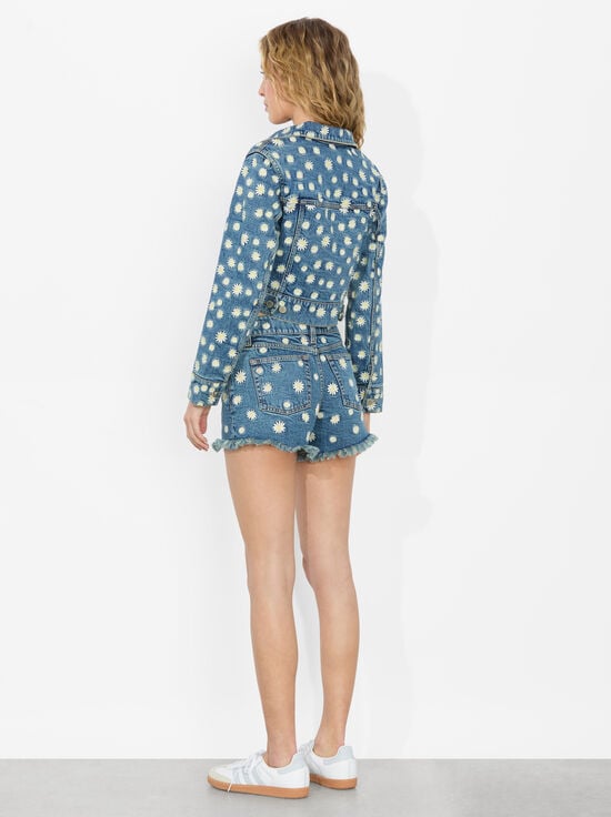 MEDIUM WASH-WARREN EMBROIDERED DENIM SHORT