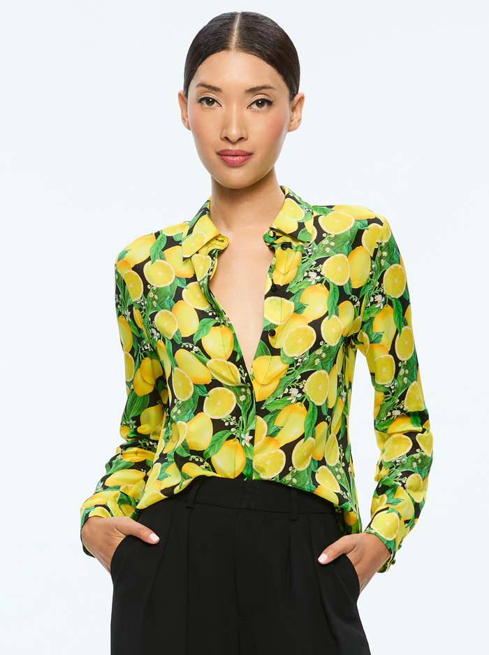 WILLA PLACKET TOP - LEMON TREE - Alice And Olivia