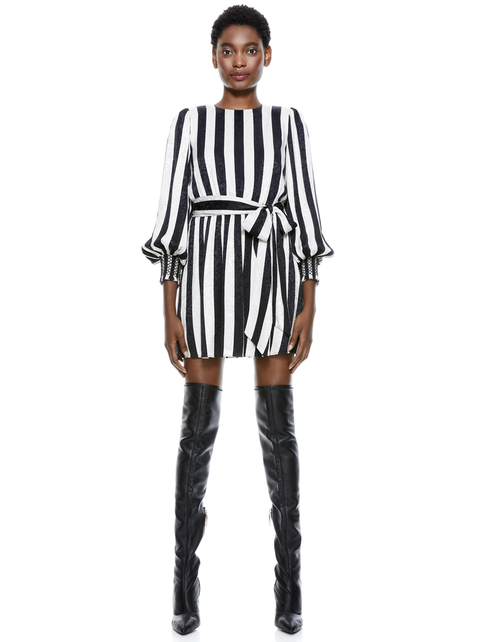 ESTEFANA MINI DRESS - EMPIRE STRIPE BLACK image 1 - Alice And Olivia