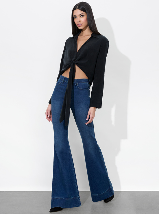 BLACK-HANNON TIE FRONT BLOUSE