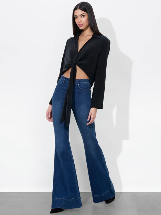 BLACK-HANNON TIE FRONT BLOUSE
