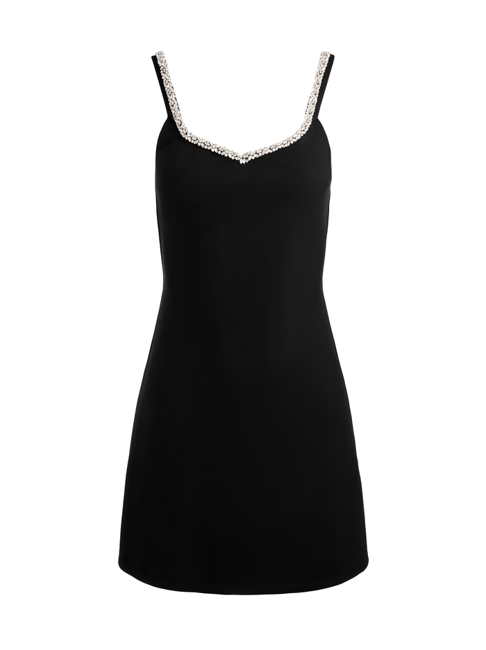 EVE EMBELLISHED TRIM MINI DRESS - BLACK image 6 - Alice And Olivia