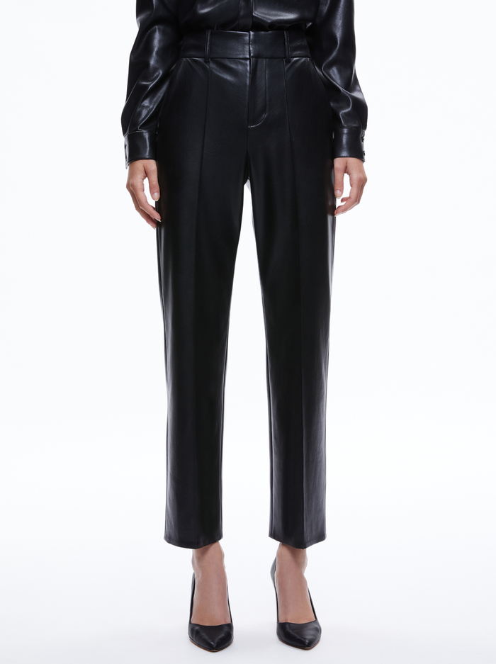 MING VEGAN LEATHER ANKLE PANT - BLACK - Alice And Olivia