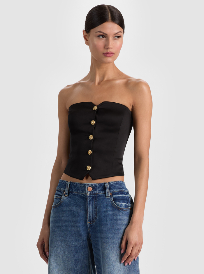 KELCEY STRAPLESS VEST - BLACK - ALICE + OLIVIA