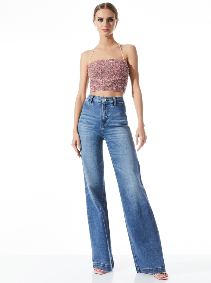 CERESI CRYSTAL EMBELLISHED HALTER NECK TOP - PETAL image 2 - Alice And Olivia