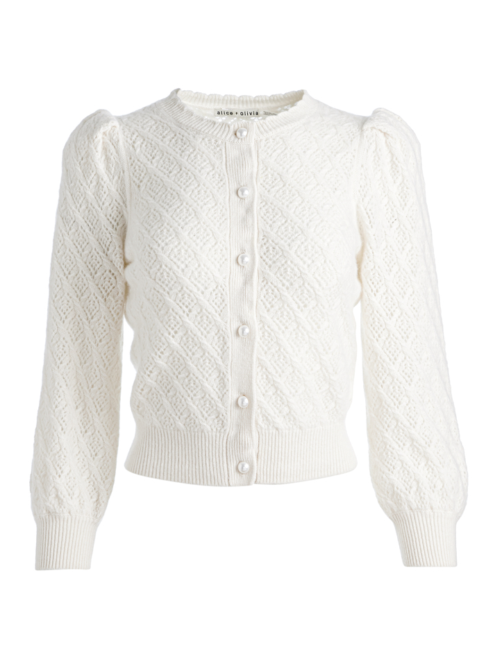 DORIS POINTELLE CARDIGAN - ECRU image 5 - Alice And Olivia
