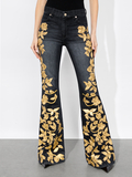 SB EMBELLISHED BELL JEAN - MAYA CHARCOAL BLACK/GOLD