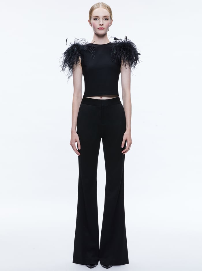 TAMICA FEATHER DETAIL TOP - BLACK image 4 - Alice And Olivia