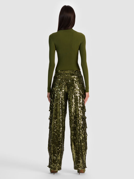 DARK OLIVE-ROBERTA RIBBED TURTLENECK