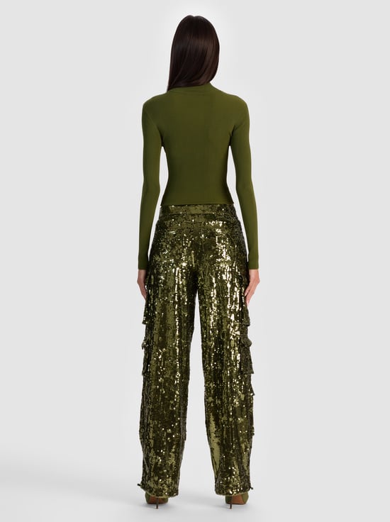 DARK OLIVE-ROBERTA RIBBED TURTLENECK