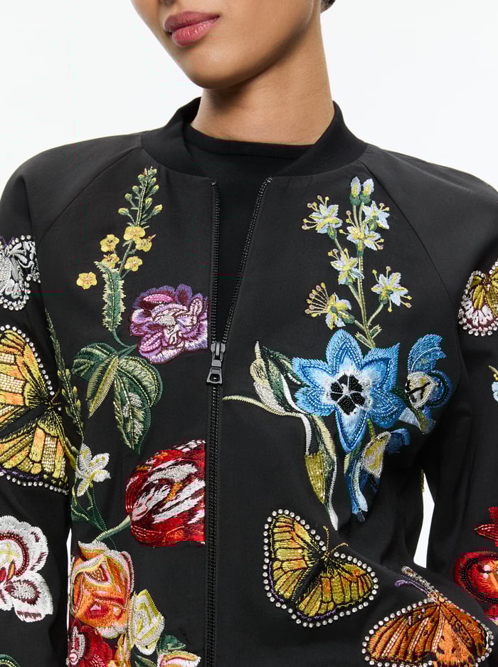 FELISA EMBELLISHED VARSITY JACKET - LE PARISIEN BLACK image 3 - Alice And Olivia