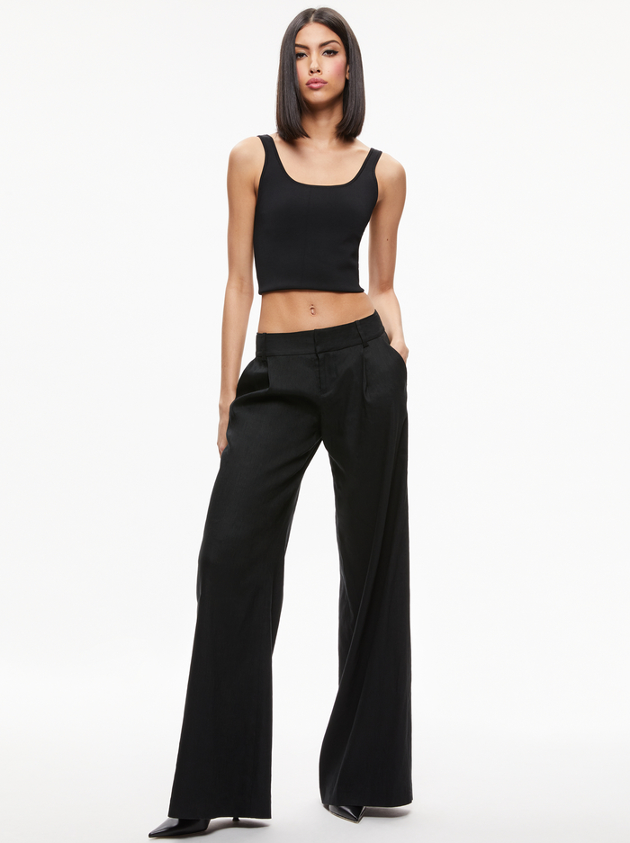 ERIC LOW RISE LINEN TROUSER - BLACK image 2 - Alice And Olivia