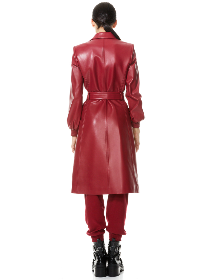 TAMESHA VEGAN LEATHER COAT - DARK BURGUNDY image 1 - Alice And Olivia