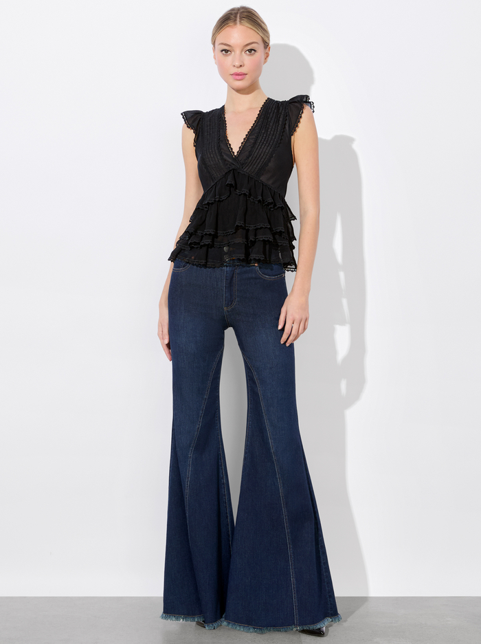 BLANCHE RUFFLED TOP - BLACK image 1 - Alice And Olivia