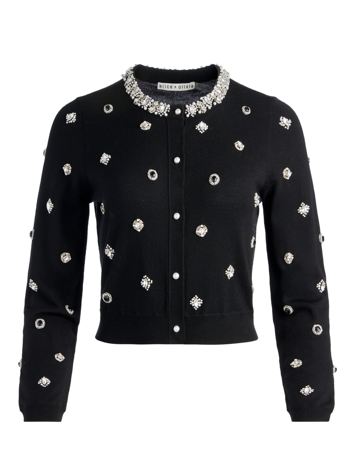 DOLLIE EMBELLISHED CARDIGAN - BLACK image 5 - Alice And Olivia