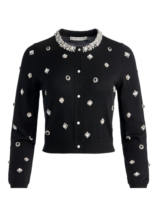 BLACK-DOLLIE EMBELLISHED CARDIGAN
