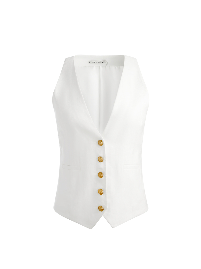 MAZIE LINEN VEST - OFF WHITE image 5 - Alice And Olivia