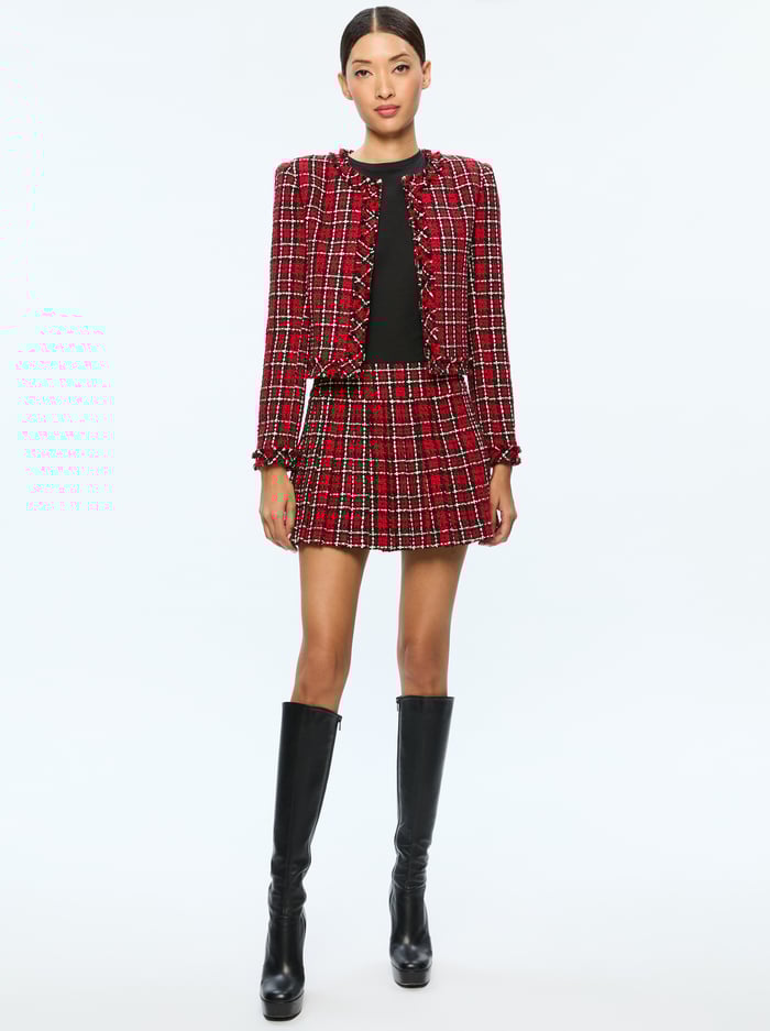 MERA MINI SKIRT - SCHOOLGIRL PLAID BRIGHT RUBY image 1 - Alice And Olivia