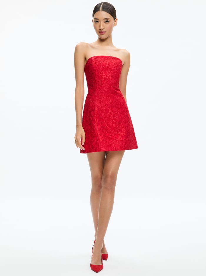 VELIA MINI DRESS - PERFECT RUBY image 4 - Alice And Olivia