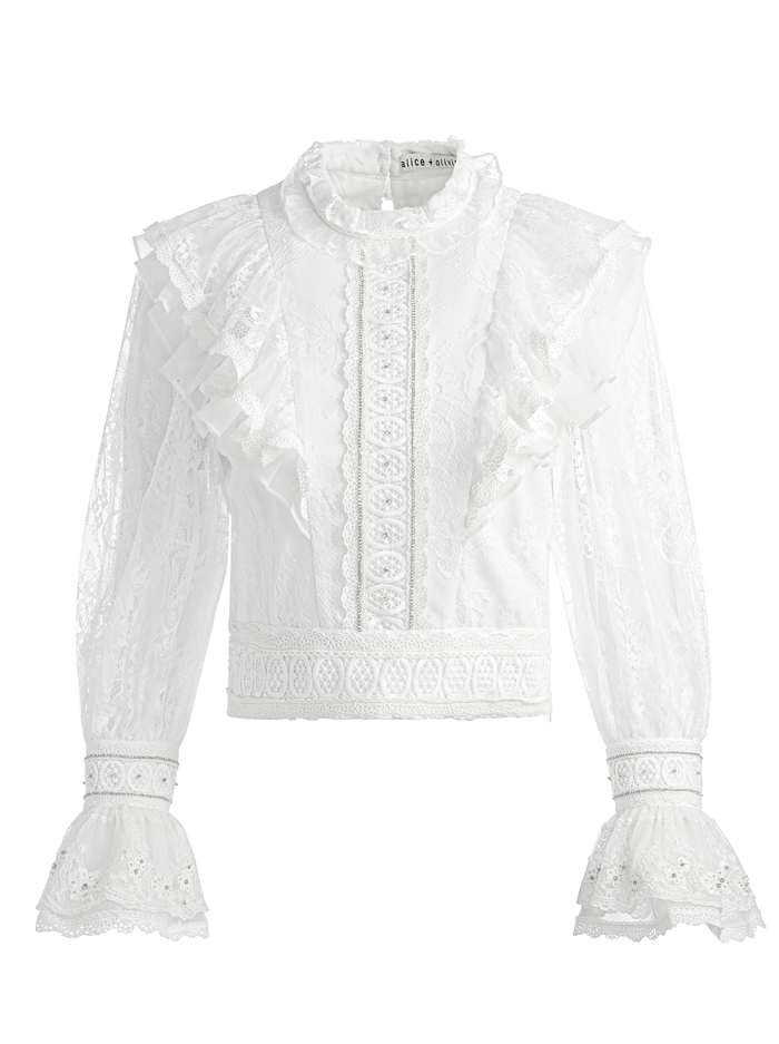DELPHA EMBELLISHED TOP - OFF WHITE image 5 - Alice And Olivia