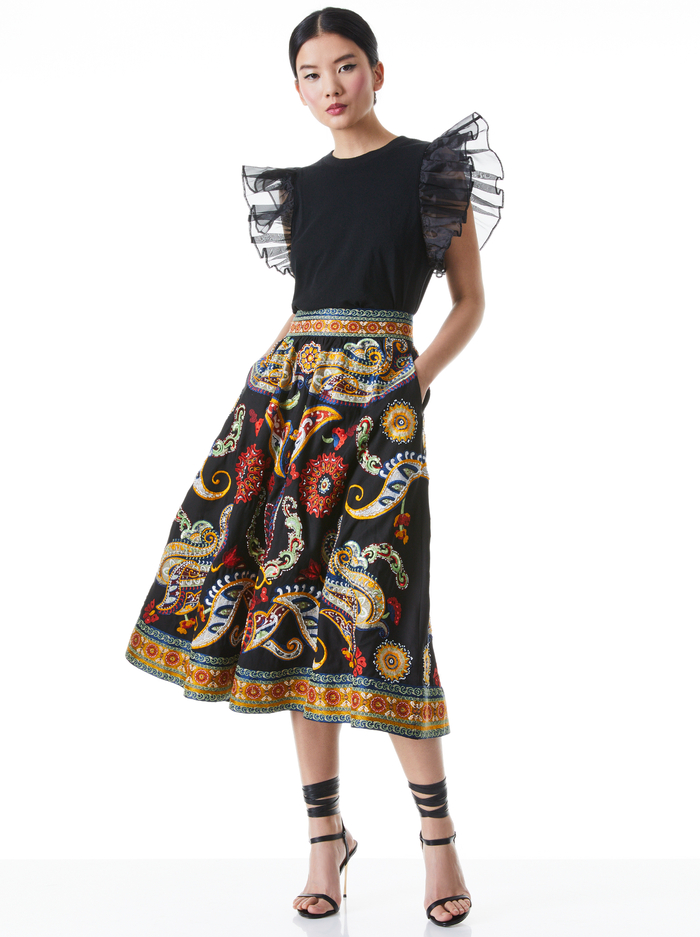 GARNER BOXY ORGANZA SLEEVE TEE - BLACK image 4 - Alice And Olivia