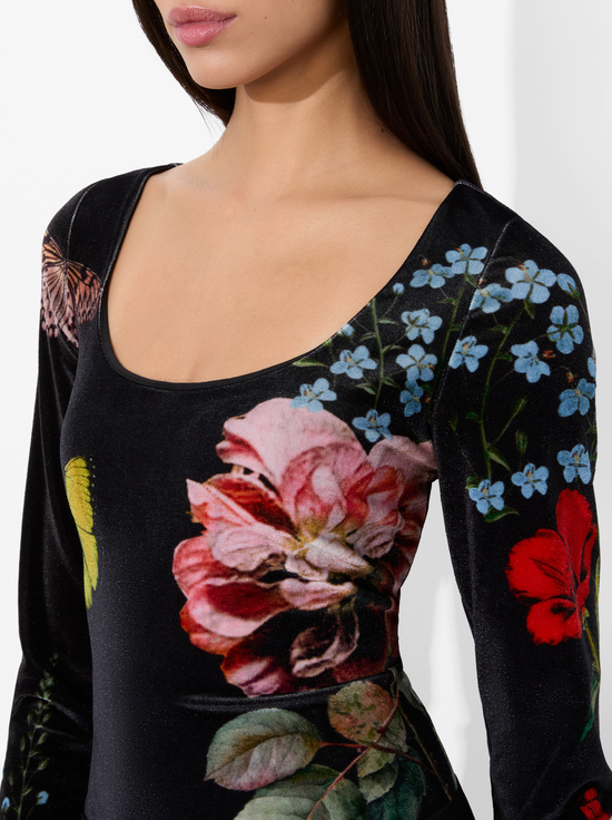 IN THE WIND FLORAL-DELAINA VELVET TOP