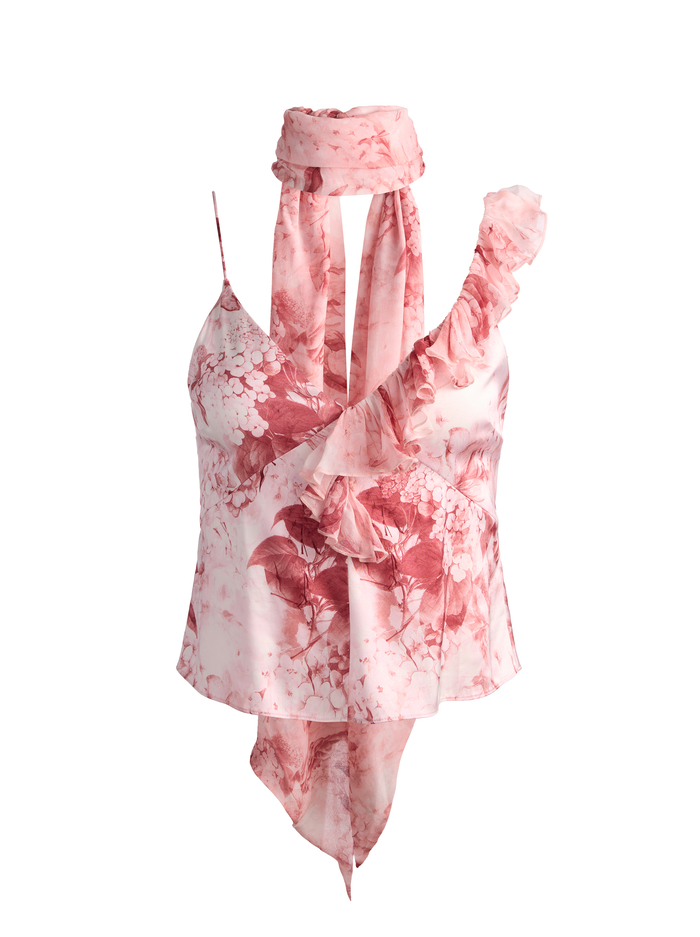 ZELDA RUFFLE TANK WITH SCARF - SEA BREEZE ENGLISH ROSE image 6 - ALICE + OLIVIA