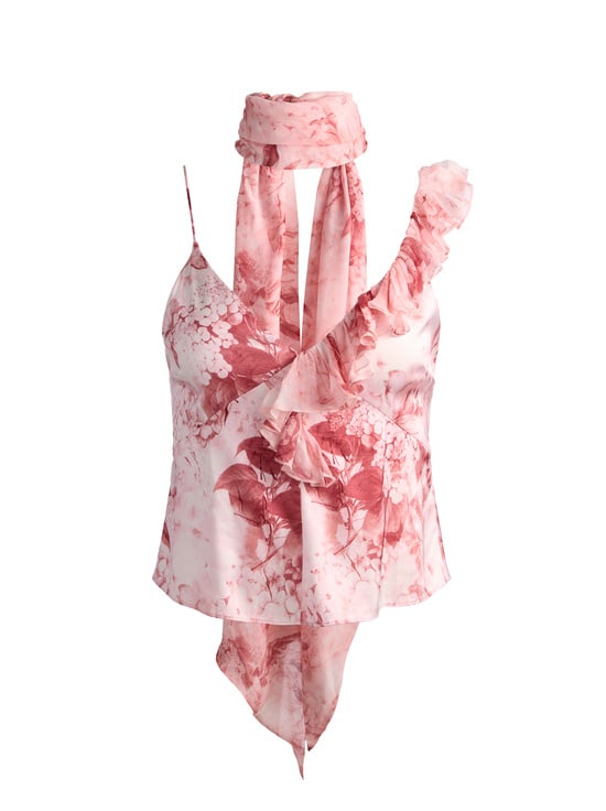 SEA BREEZE ENGLISH ROSE-ZELDA RUFFLE TANK WITH SCARF