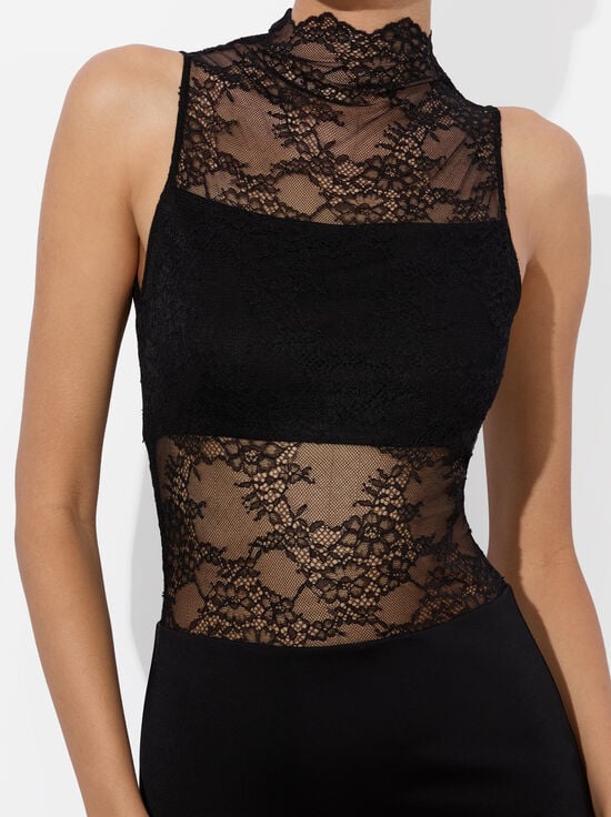 BLACK-NICHOL LACE MAXI DRESS