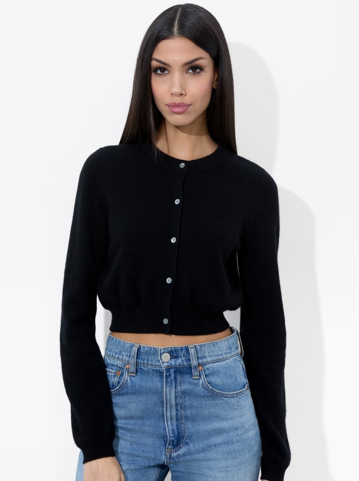 DOLLIE CASHMERE CARDIGAN - BLACK - Alice And Olivia