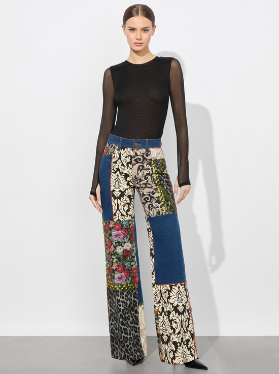 LOLA BLUE/MULTI-WEEZY MIXED MEDIA JEAN