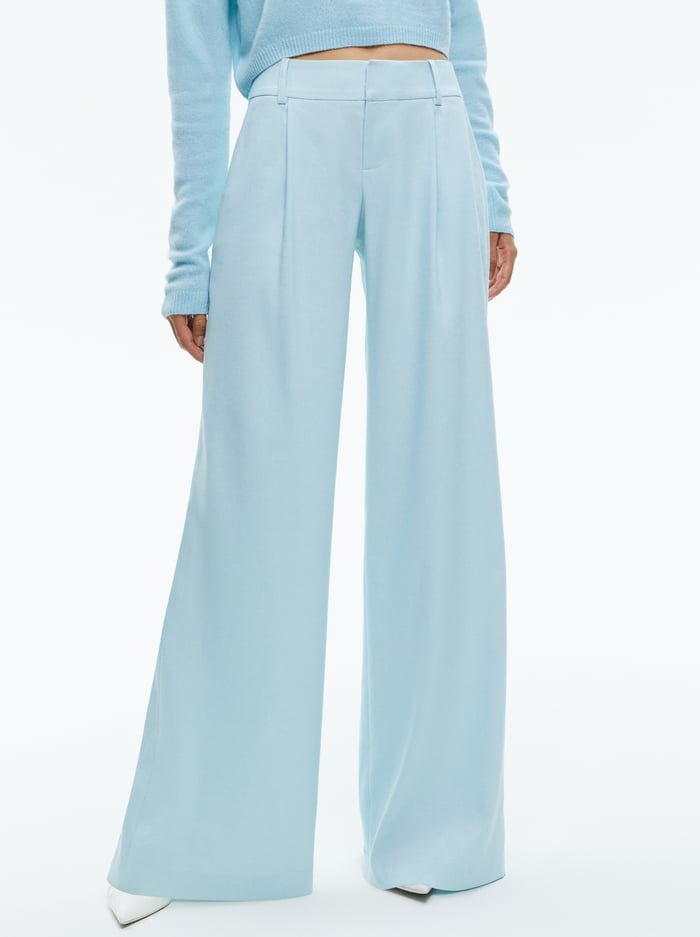 ERIC LOW RISE LINEN PANT - SPRING SKY - Alice And Olivia